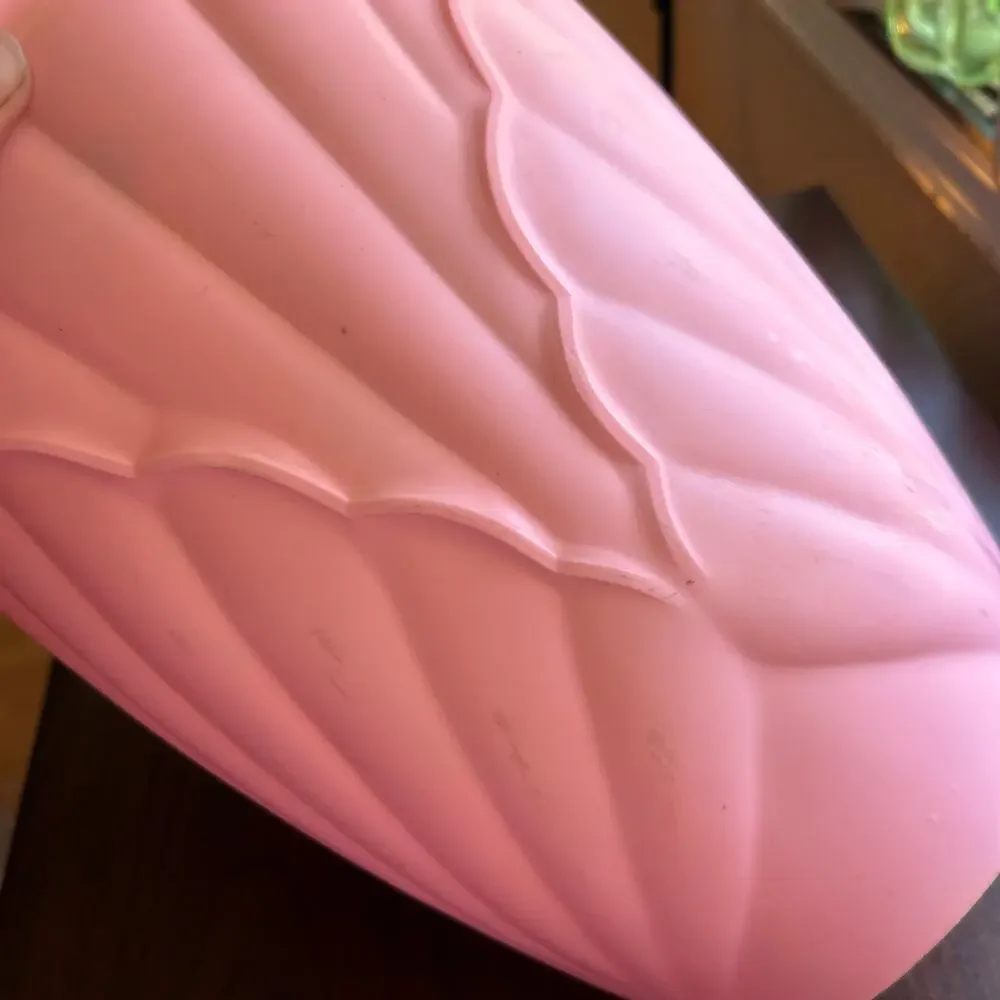 Vintage pink plastic trash can bin by Fesco shell design